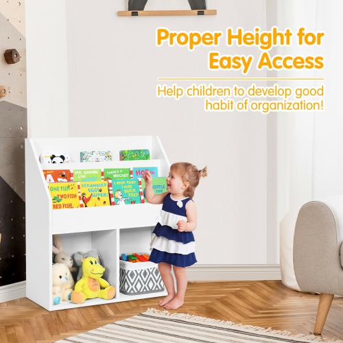 Étagère en bois pour enfants, Bibliothèque pour enfants, Meuble de rangement pour jouets Gymax