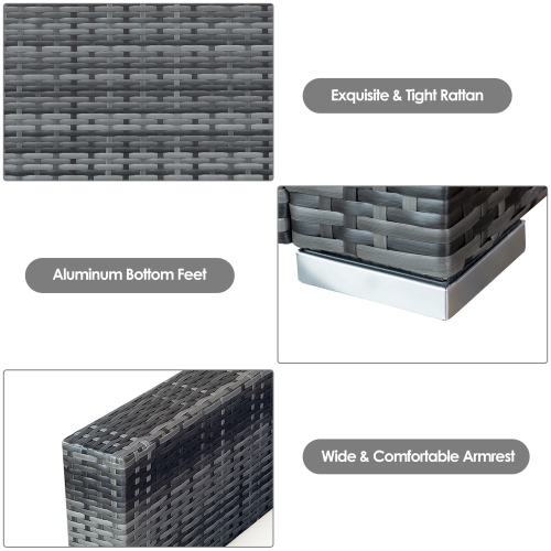 Gymax 3PCS Rattan Patio Conversation Furniture Set Outdoor Yard w/ White Cushion