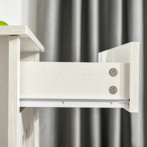 HOMCOM Farmhouse Sideboard Buffet Cabinet with Storage, Accent Cabinet with Barn Doors, Drawer and Adjustable Shelf, Distressed White Wash