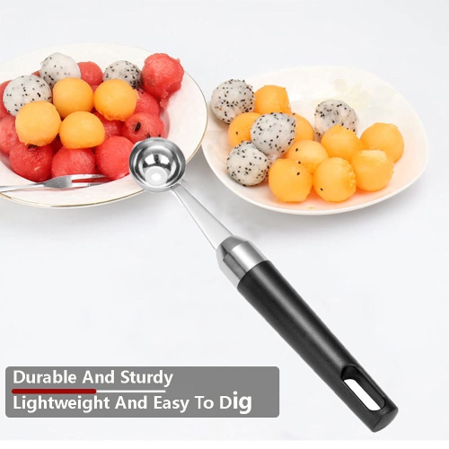 Baller Scoop,Stainless Steel Fruit Decoration Carving Knife,Melon Watermelon Cantaloupe Ice Cream Sorbet Dessert Dual Function Ball Spoon for Kitchen