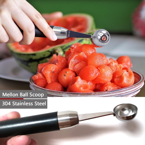 Baller Scoop,Stainless Steel Fruit Decoration Carving Knife,Melon Watermelon Cantaloupe Ice Cream Sorbet Dessert Dual Function Ball Spoon for Kitchen