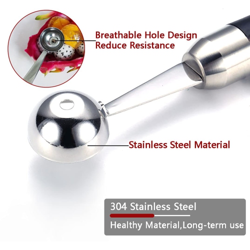 Baller Scoop,Stainless Steel Fruit Decoration Carving Knife,Melon Watermelon Cantaloupe Ice Cream Sorbet Dessert Dual Function Ball Spoon for Kitchen