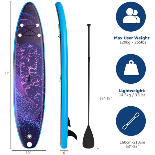 Gymax 11 ft Inflatable Stand-Up Paddle Board Non-Slip Deck Surfboard w/ Hand Pump
