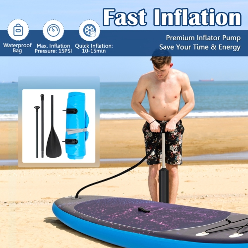 Gymax 11 ft Inflatable Stand-Up Paddle Board Non-Slip Deck Surfboard w/ Hand Pump