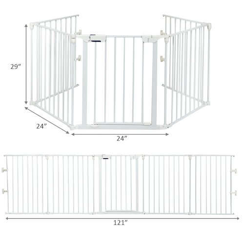 COSTWAY  Fireplace Fence Safety Fence Hearth Gate Bbq Metal Fire Gate Pet In White