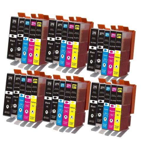 Max Saving - 6 Set PGI-270XL, CLI-271XL (PBK, K, C, M, Y) Compatible Ink Cartridge for Canon PGI270PBK ,CLI271BK, CLI-271C, CLI-271M, CLI-271Y