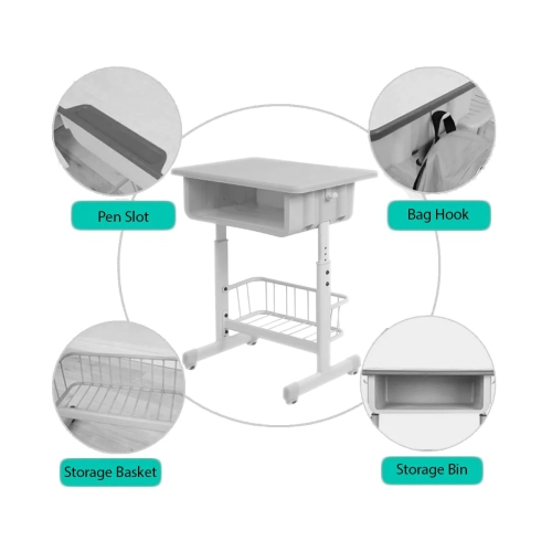 Bureau enfant hauteur ajustable QD60-BLU de Boost Industries - Remis à neuf (bon état)