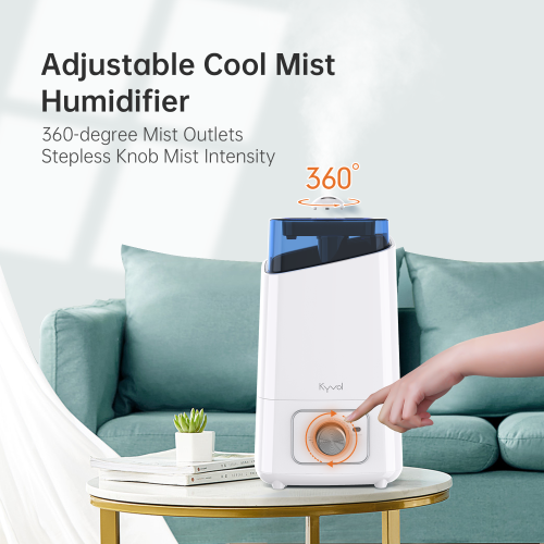 Kyvol HD3 Humidifier (White), 4.5L Cool Mist Humidifiers, 26dB Quiet Ultrasonic Humidifiers, BPA-Free, Auto Shut-off, 360° Nozzle, Ideal for Plants, Home, Office, Baby