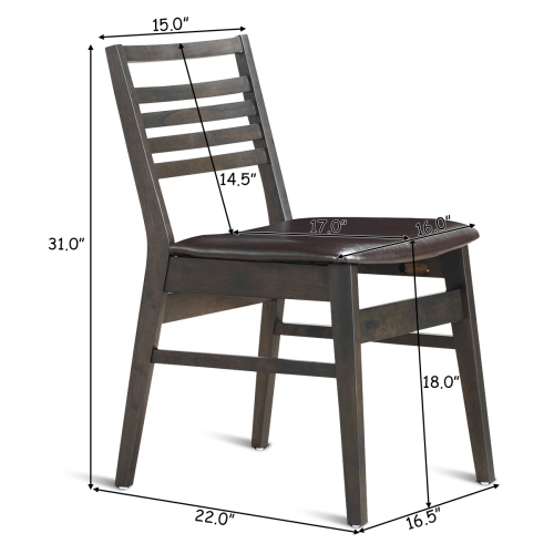 Topbuy Set of 2 Dining Side Chairs Wood, PU, Sponge