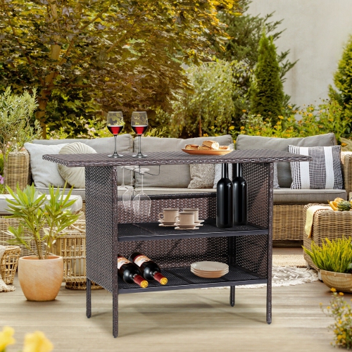 Topbuy Outdoor Garden Patio Rattan Wicker Table Shelves Furniture