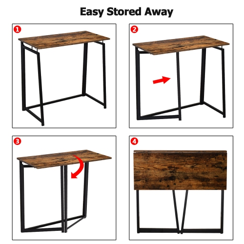 Compact Foldable Computer Desk, 31 inch No-Assembly Writing Desk Stable Metal Frame for Home Office