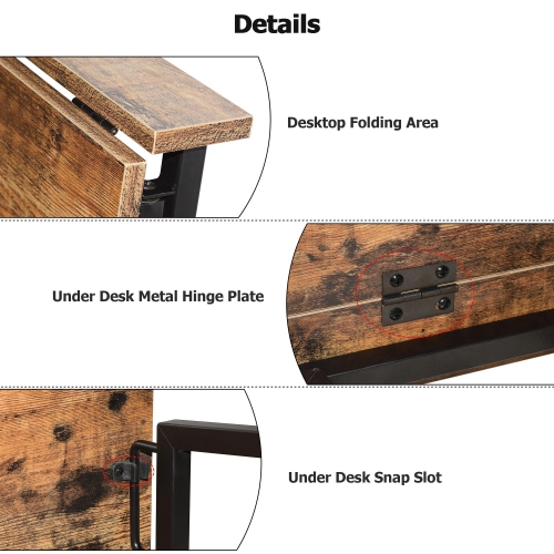 Compact Foldable Computer Desk, 31 inch No-Assembly Writing Desk Stable Metal Frame for Home Office