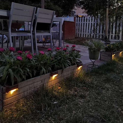 Solar Deck LED Lights, Outdoor Waterproof Warm Light Fence Lights, 4/Pack for Stairs, Deck, Pathway, Yard, Fences, Patio,Yard, Garden- LIVINGbasics™