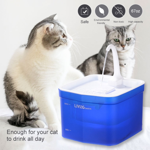 Automatic Cat Pet Water Fountain, Faucet spout, Translucent LED Light, 67oz, Ultra Quiet, AC Adapter