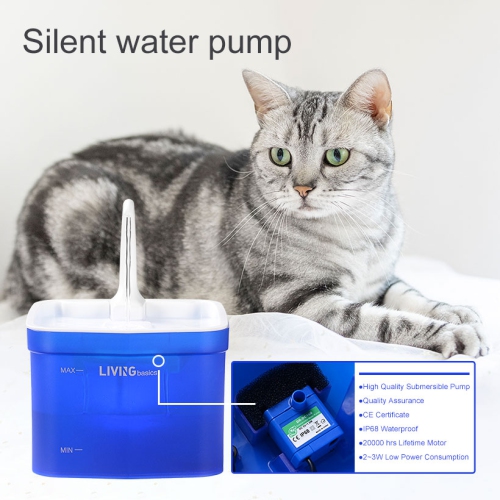 Automatic Cat Pet Water Fountain, Faucet spout, Translucent LED Light, 67oz, Ultra Quiet, AC Adapter