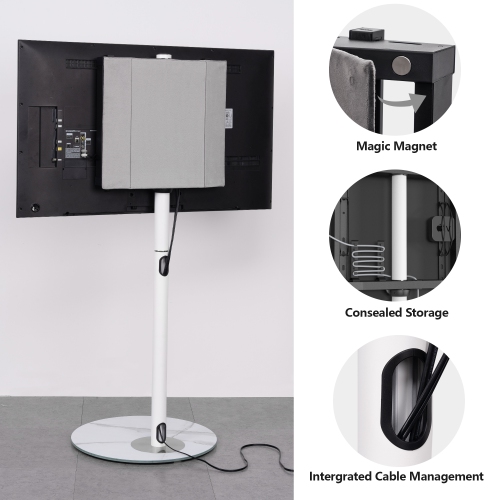 FITUEYES White TV Stand for 32 to 60 inch TV Modern Style Floor TV Stand with Mount and Marble Textured Glass Base Max VESA 400x400 mm