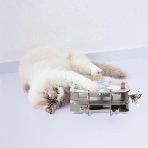 Auto-Shut Off Smart Interactive Cat Toy, Ambush Interactive Electronic Cat Toy with Rotating Feather for Indoor Kitty Entertainment Exercise Catching