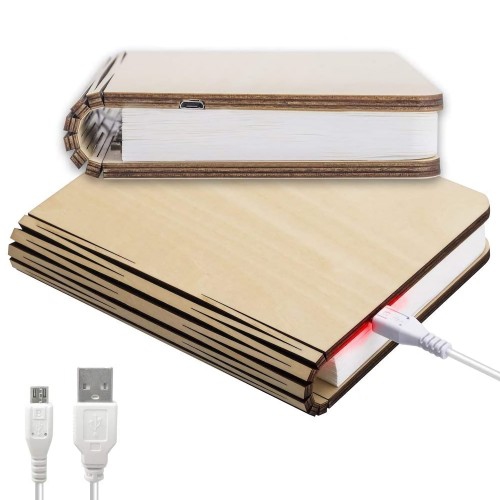 Best Gift 202 1USB Rechargeable LED Foldable Wooden Book Lamp 5-Colour with Bluetooth, Remote Control