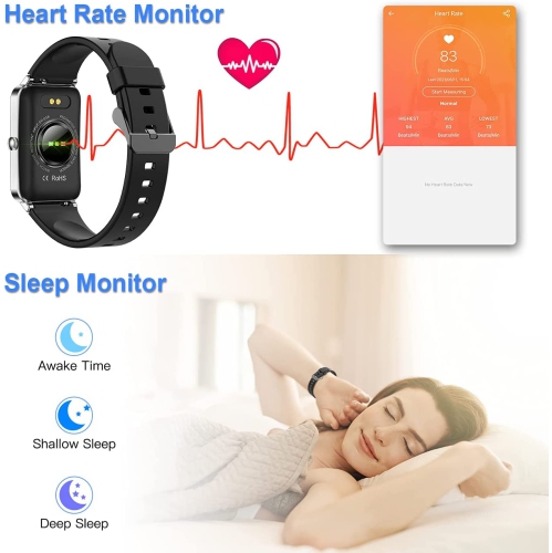 SmartWorld Smart Watch 1.57 Inch Colorful Touch Screen Heart Rate Blood Pressure Blood Oxygen Fitness Bracelet Smartwatch Gift for Men and Women (Silver)