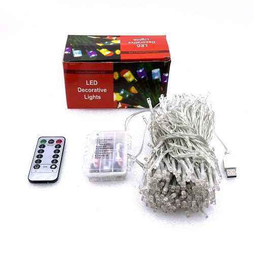 98 Feet LED String Lights Holiday Twinkle Decorative Lights with 8 Flashing Modes Remote Controller