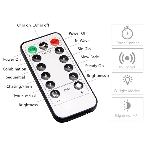 98 pieds LED String Lights Holiday Twinkle Lumières décoratives avec 8 modes de clignotement Télécommande