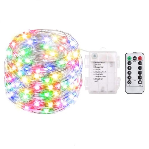 98 pieds LED String Lights Holiday Twinkle Lumières décoratives avec 8 modes de clignotement Télécommande