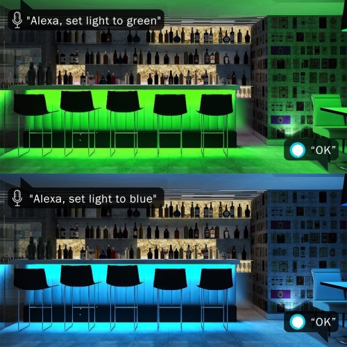 10M 32.8ft LED Strip Lights Smart Phone APP Controlled Sync to Music Waterproof RGB Light Strips Kit compatible W/ Amazon alexa & google IFTTT