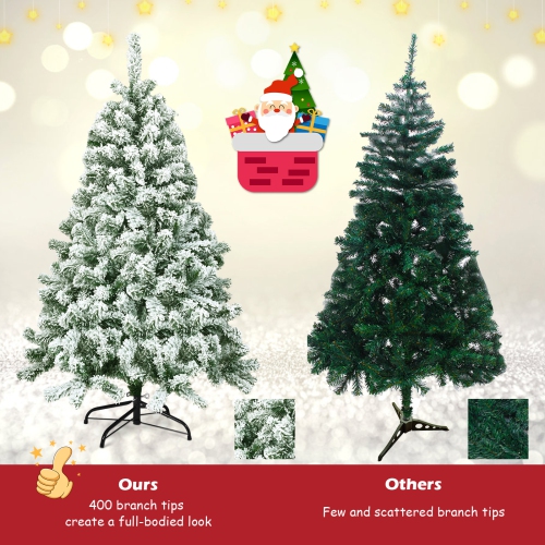 Topbuy 4.5FT Artificial Hinged Christmas Pines Tree Snow Flocked Decoration Tree