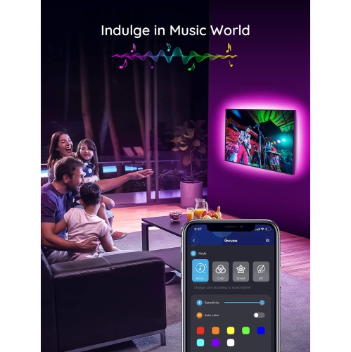 Bande de rétroéclairage LED pour TV - 2 m - USB - Pour TV de 32 à 60 pouces - Contrôle par application -16 millions de couleurs - Lumières LED RVB