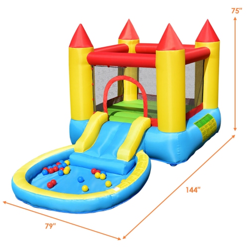 Topbuy Inflatable Bounce House Kids Slide Jumping Castle Pool w/Balls and 580W Blower