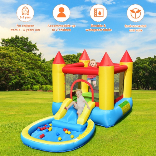 Topbuy Inflatable Bounce House Kids Slide Jumping Castle Pool w/Balls and 580W Blower