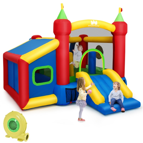 TOPBUY  Inflatable Castle Bounce House Kids Slide Jumping Playhouse W/ Ball Pit And 480W Blower