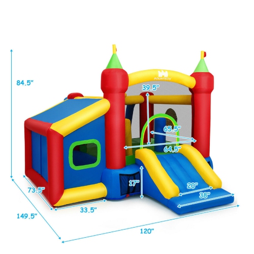 Topbuy Inflatable Castle Bounce House Kids Slide Jumping Playhouse with Ball Pit and Dart Board