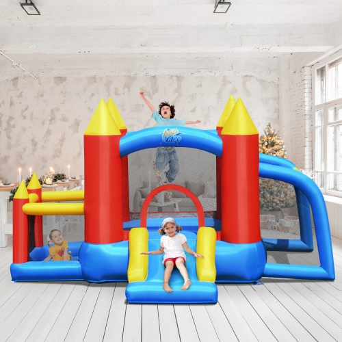 Topbuy Kids Inflatable Bounce House umping Castle with Slide & Soccer Goal