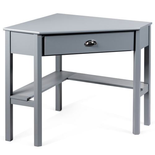 Topbuy Corner Computer Desk Table Wood Workstation Gray