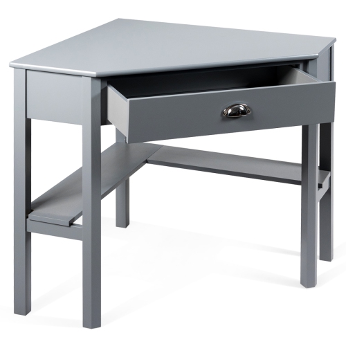 Topbuy Corner Computer Desk Table Wood Workstation Gray