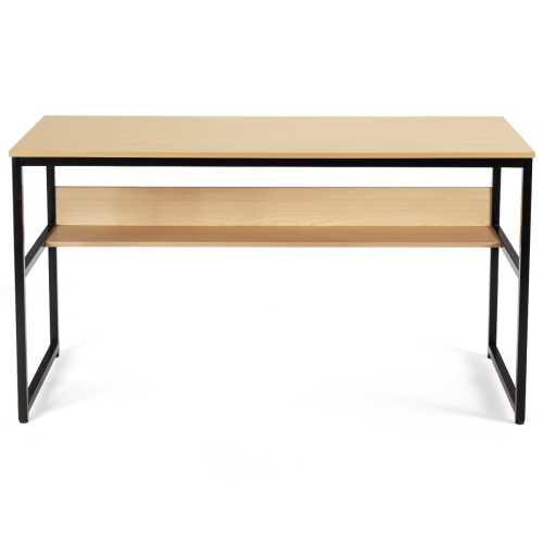 Topbuy 55" Industrial Computer Desk Contemporary Writing Table with Storage Shelf Coffee/Antique/Natural