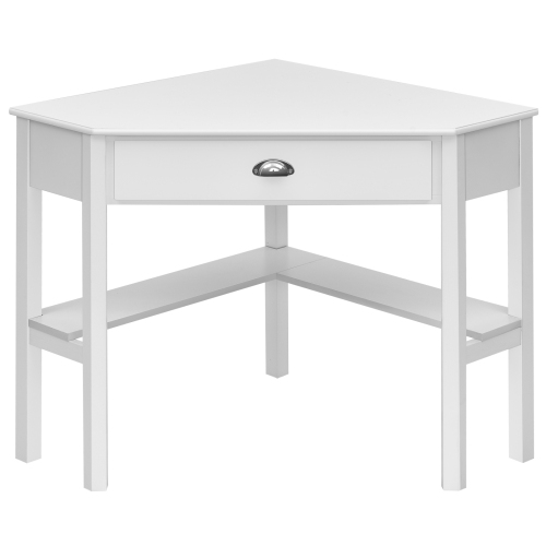 Topbuy Corner Computer DeskTable Wood Workstation BlackWhite