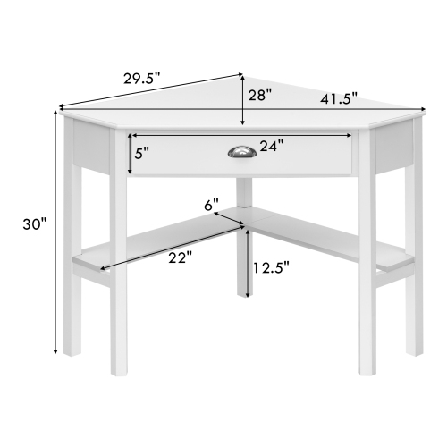 Topbuy Corner Computer DeskTable Wood Workstation BlackWhite