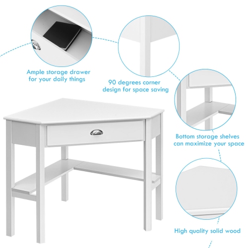 Topbuy Corner Computer DeskTable Wood Workstation BlackWhite