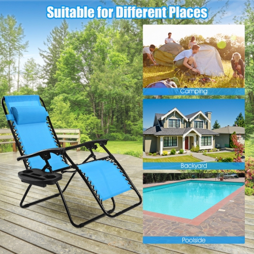 Topbuy 2PC Zero Gravity Chair Adjustable Recliners Textiliene