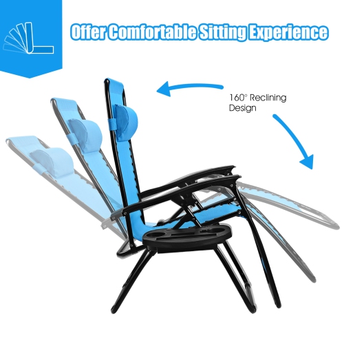 Topbuy 2PC Zero Gravity Chair Adjustable Recliners Textiliene