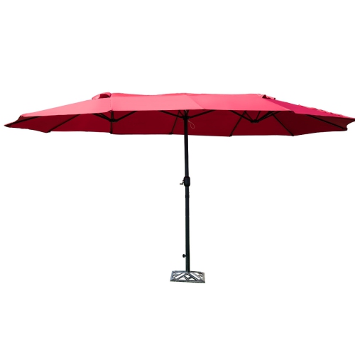 Topbuy 15' Patio Umbrella Double-Sided Outdoor Shade Offset Wine Red