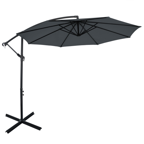 TOPBUY  Patiojoy 10Ft Patio Offset Umbrella 8 Ribs Cantilever Umbrella W/crank for Poolside Yard Lawn Garden Gray/red/orange/beige/coffee/navy