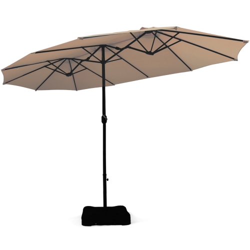 Topbuy 15 Ft Outdoor Double-Sided Patio Umbrella with Base Orange/Tan/Burgundy/Beige