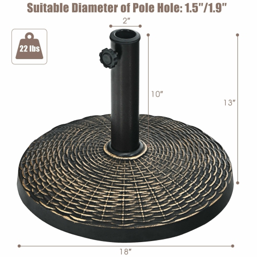 Topbuy 18" Patio Resin Umbrella Base, 24 LBS Outdoor Heavy Duty Round Umbrella Base