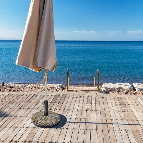 Topbuy 18" Patio Resin Umbrella Base, 24 LBS Outdoor Heavy Duty Round Umbrella Base