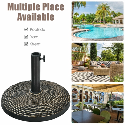 Topbuy 18" Patio Resin Umbrella Base, 24 LBS Outdoor Heavy Duty Round Umbrella Base