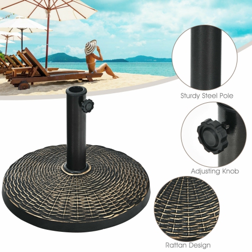 Topbuy 18" Patio Resin Umbrella Base, 24 LBS Outdoor Heavy Duty Round Umbrella Base