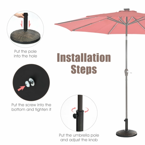 Topbuy 18" Patio Resin Umbrella Base, 24 LBS Outdoor Heavy Duty Round Umbrella Base